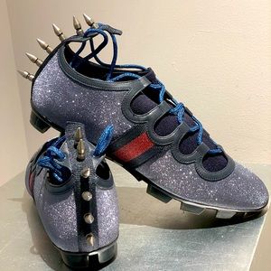 Gucci Men’s TITAN GLITTER LACE-UP SPIKE SNEAKER … BLUE